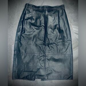 Vintage Women’s Genuine Leather Black Leather Pencil Skirt  26x24
